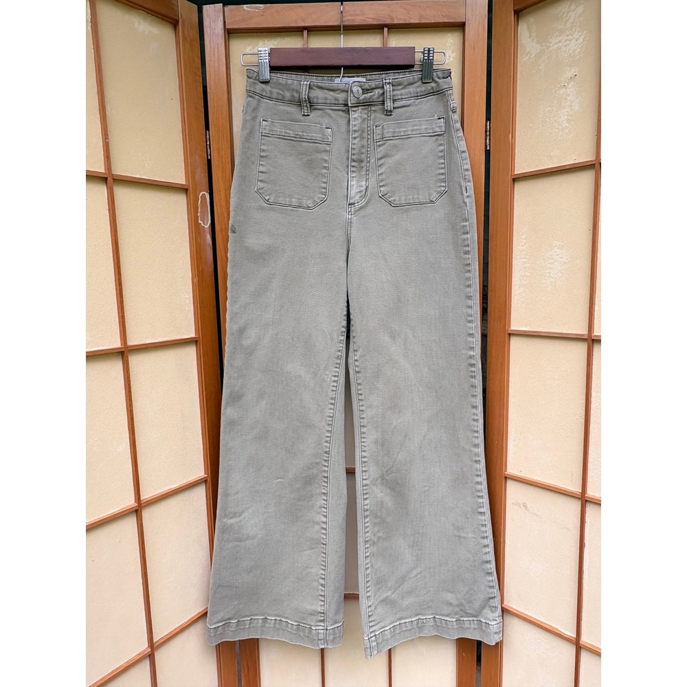 Rolla's High Rise Wide Leg Pants Green Sailor Patch Pocket Size 26